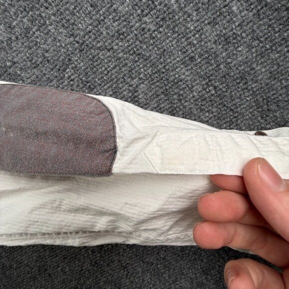 Massimo Dutti Men White Long Sleeve Button Up Shirt Elbow Patches Large Finest - Picture 13 of 16